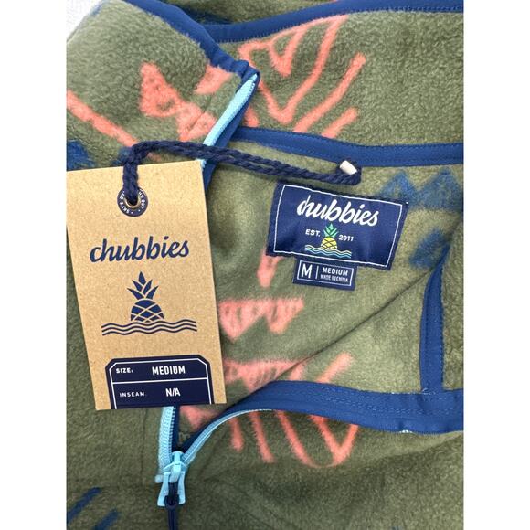 Chubbies “Naturalist” 1/4 zip Green Fleece Pullover men sz M - Picture 6 of 9